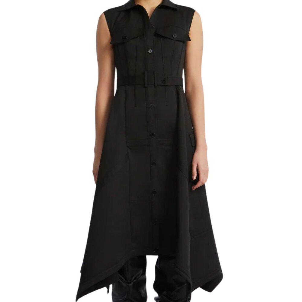Scarf Hem Taffeta Twill Dress